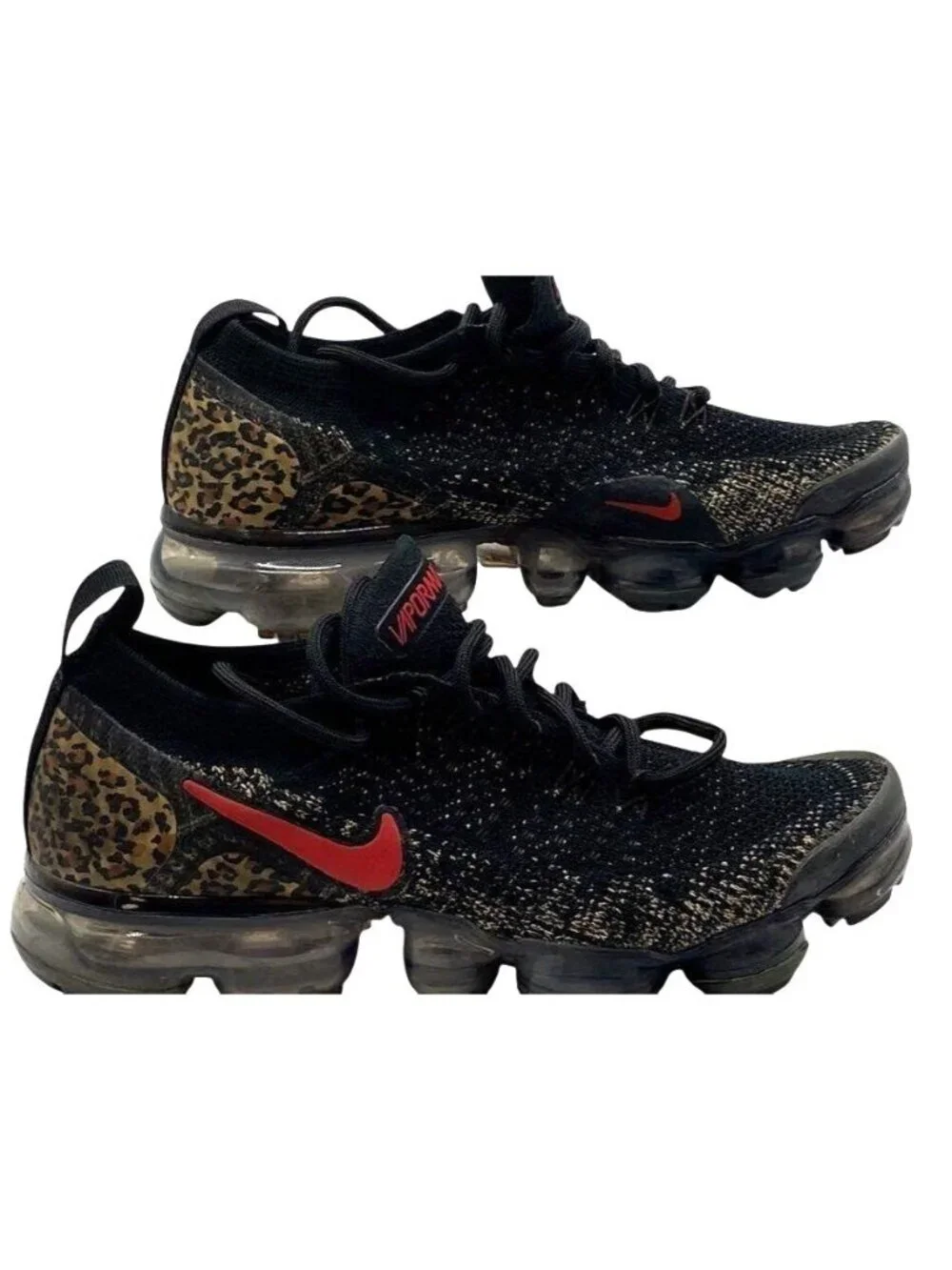 Nike Air Vapormax Flyknit 2 Black/Red Leopard Womens Shoes US 6.5